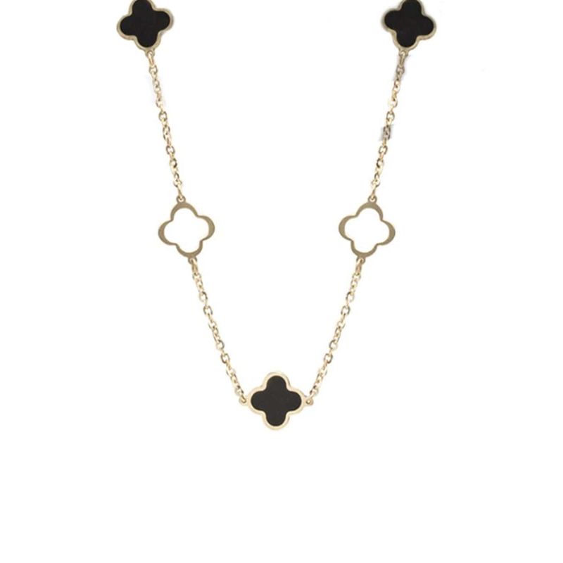 Collier Trèfles - clovers en or jaune 10K et onyx