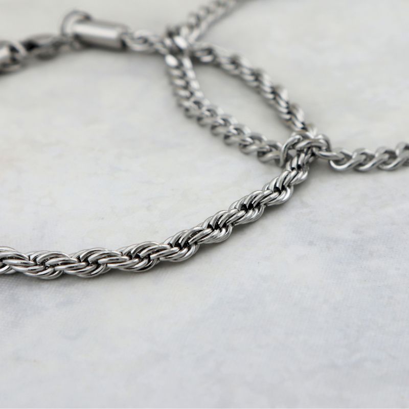 Duo de bracelets Torsade & Gourmette en acier