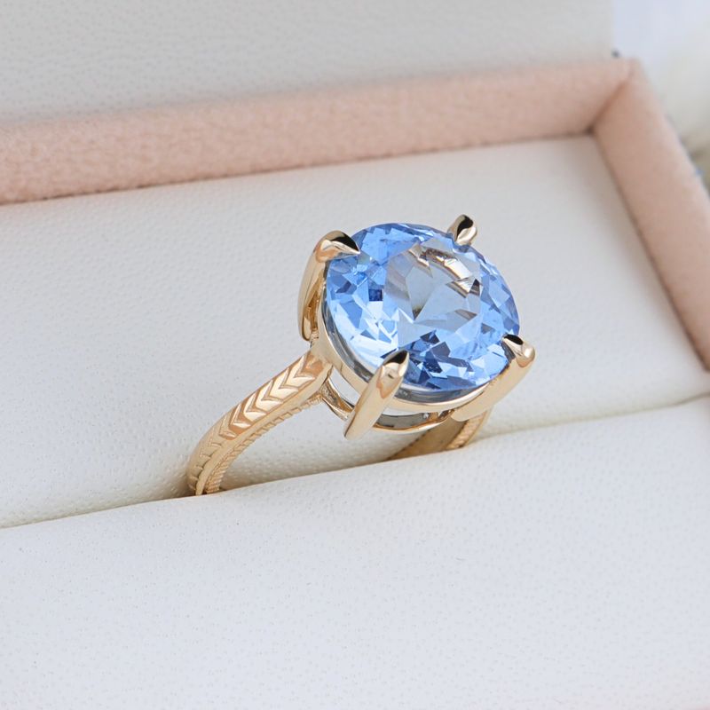 Bague Solitaire en or 14K - 18K ou platine et saphir