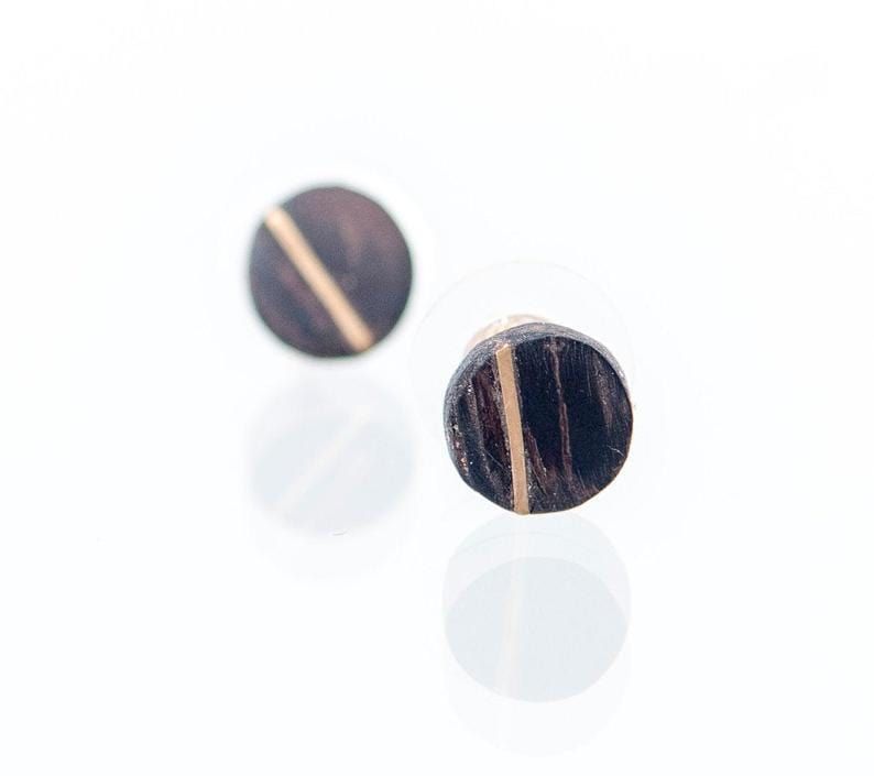 Boucles d'oreilles en bois et argent sterling ou or 14K personnalisée