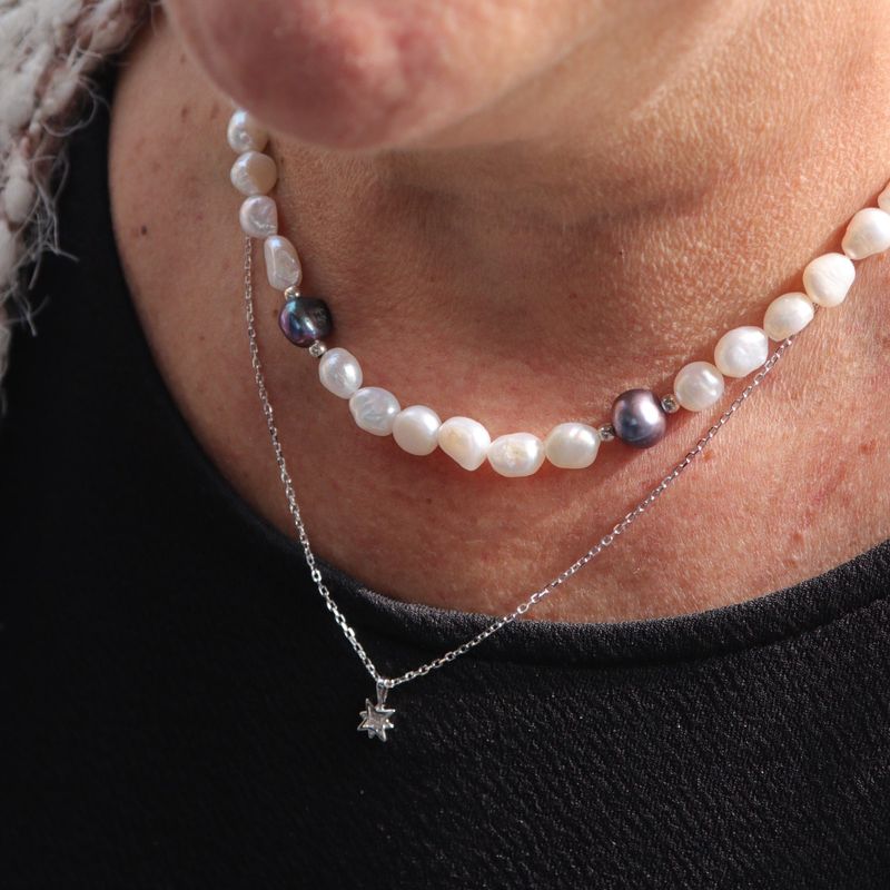 Collier de perles baroques Sérénité et argent sterling