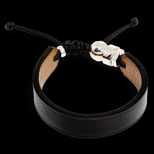 Bracelet de cuir véritable et argent sterling