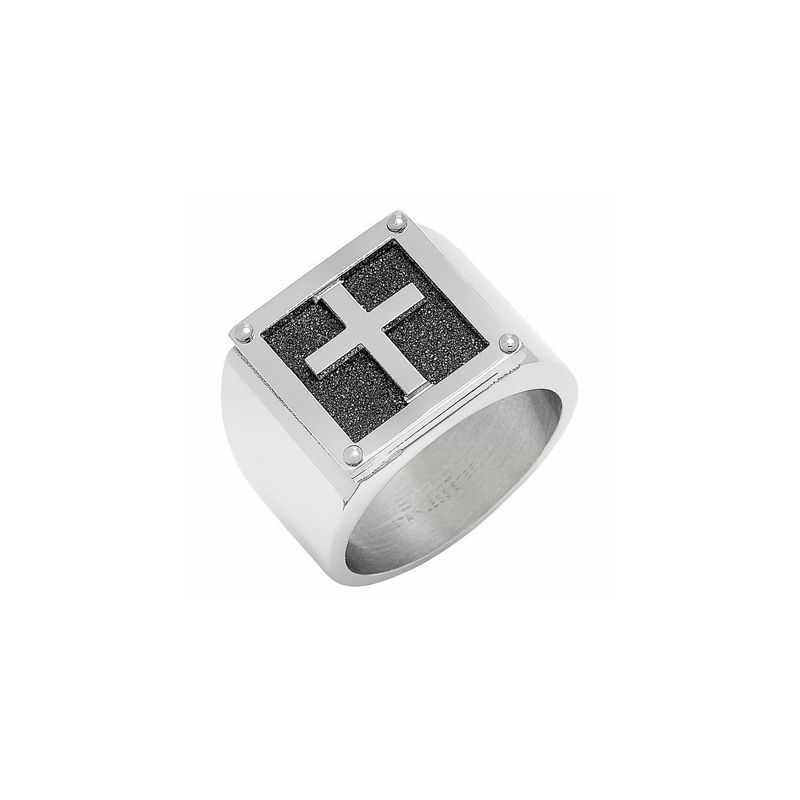 Bague croix en acier