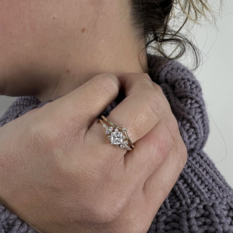 Bagues Ensemble d'alliances Princesse en or 10K et moissanites