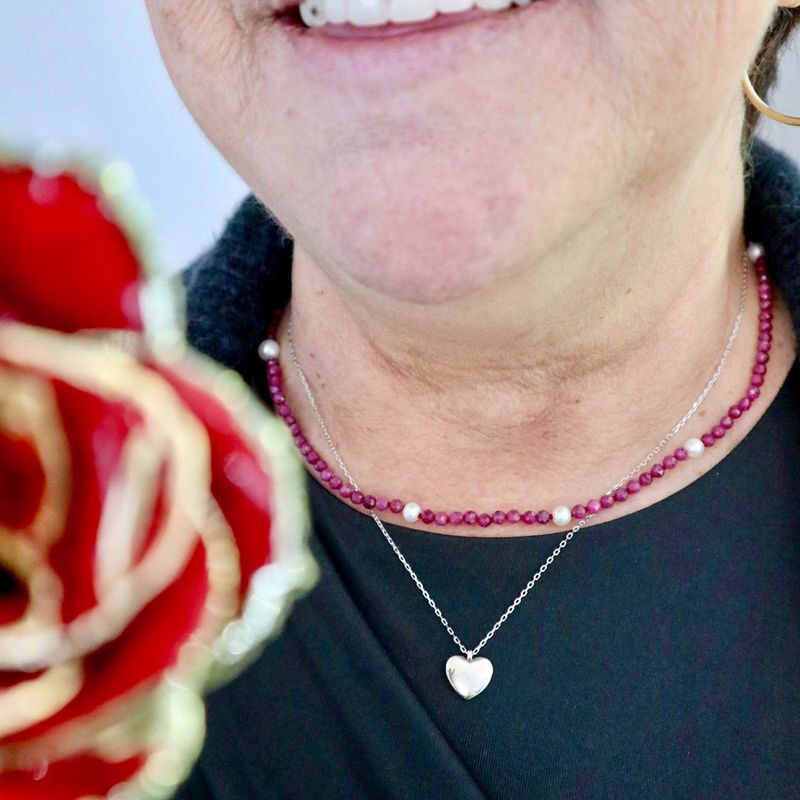 Collier Vibrance en perles et rubis