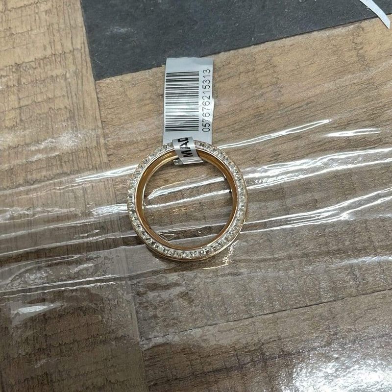 Bague double éternité  en acier plaqué or rose et CZ