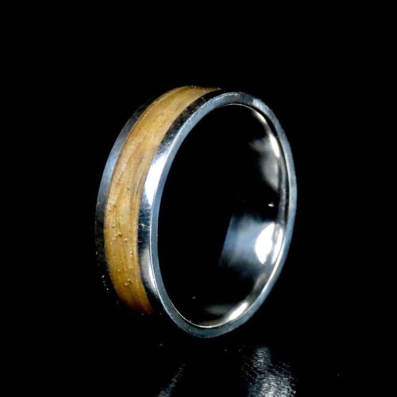 Bague en bois et argent sterling ou or 14K - 18K personnalisée