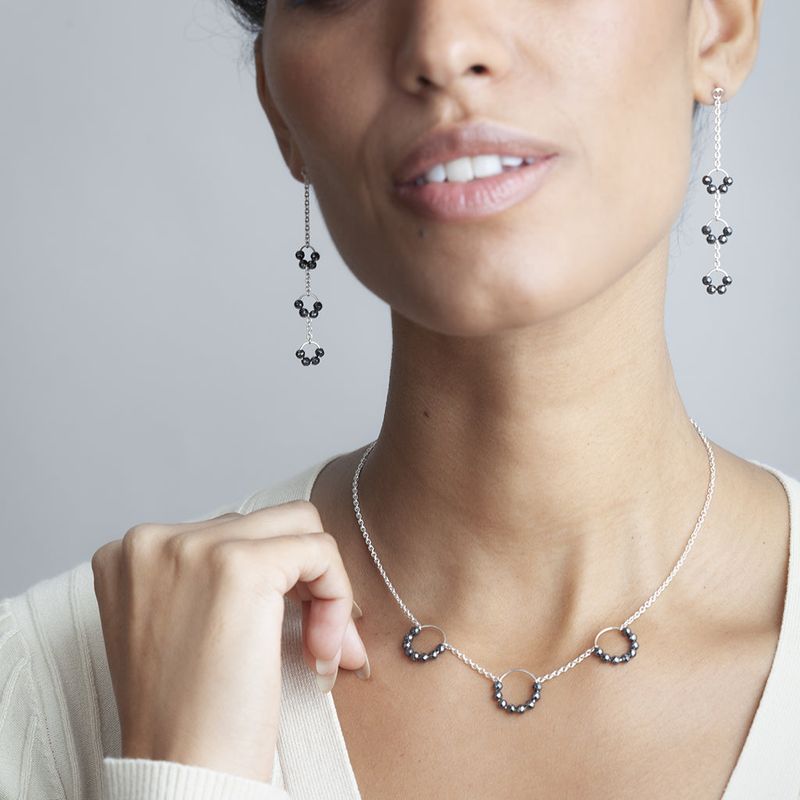 Collier Spica en argent sterling et hématites