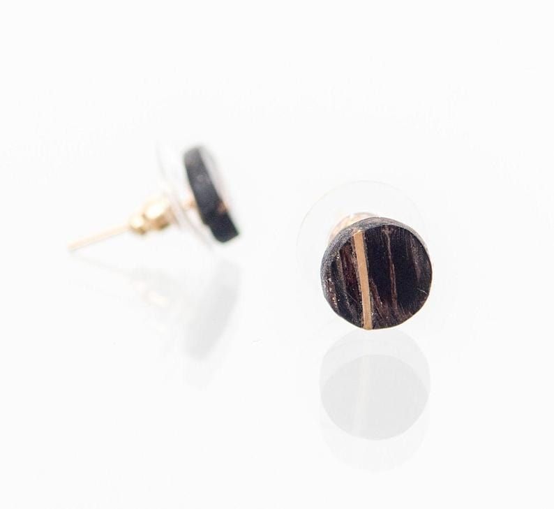 Boucles d'oreilles en bois et argent sterling ou or 14K personnalisée