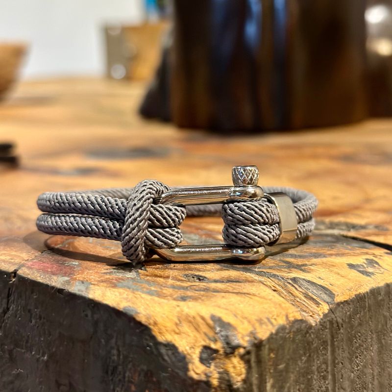 Bracelet Le Nautique en corde grise et acier