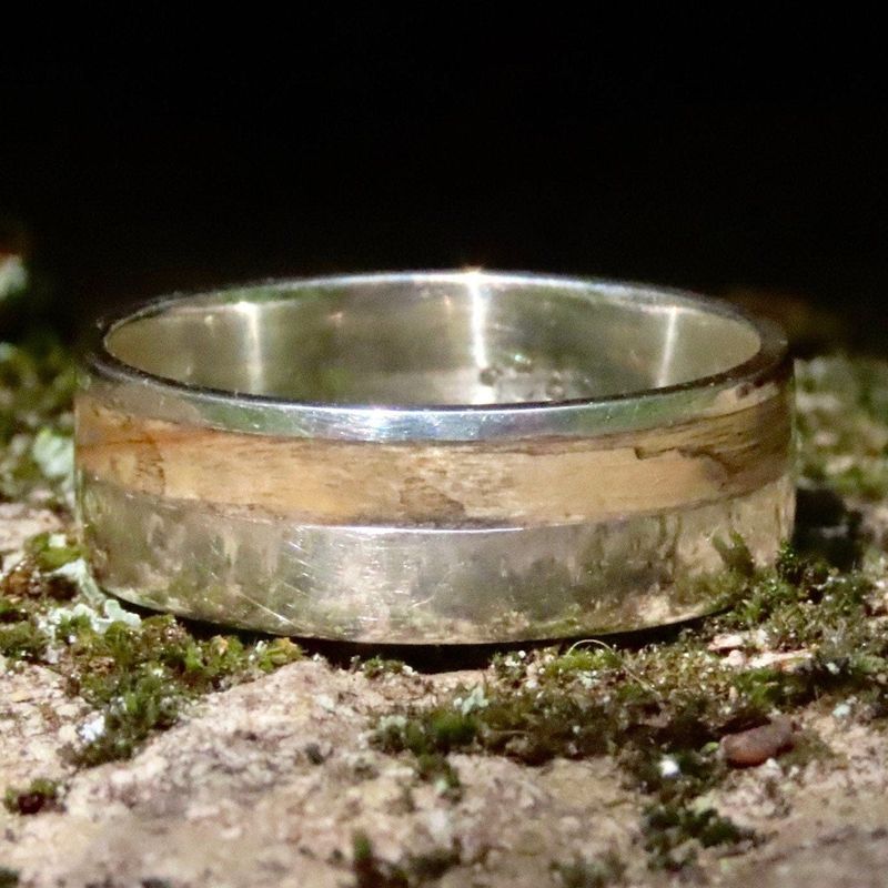 Bague en bois et argent sterling ou or 14K - 18K personnalisée