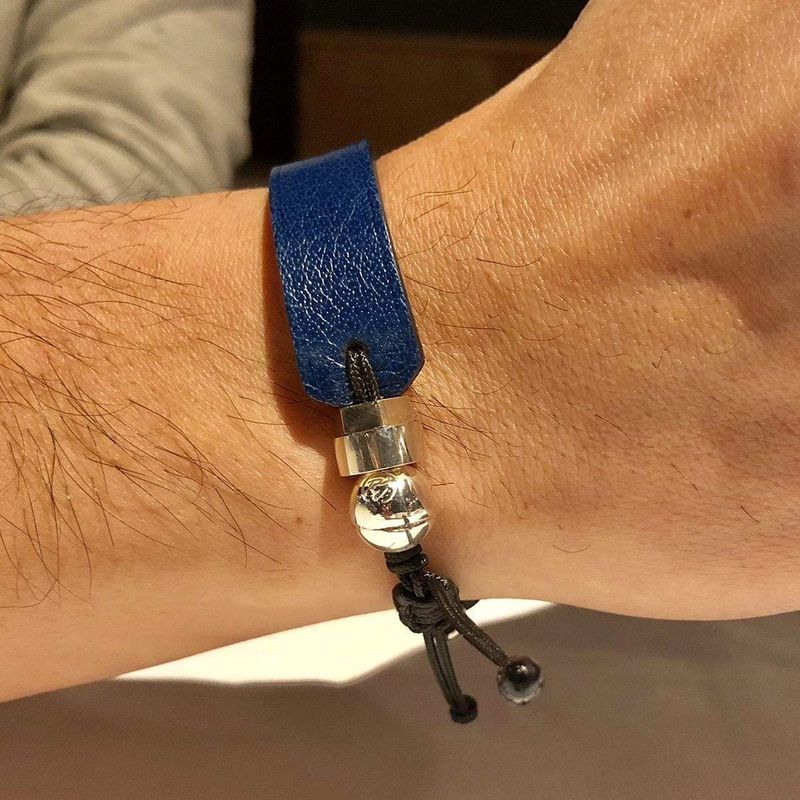 Bracelet de cuir véritable et argent sterling