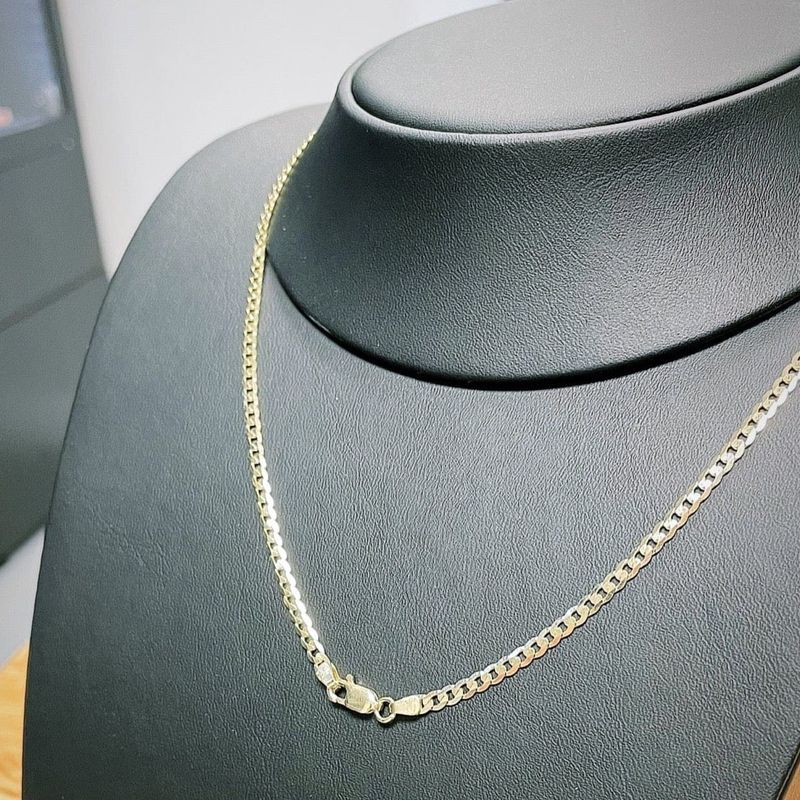 Chaîne Gourmette en argent sterling ou or 10K
