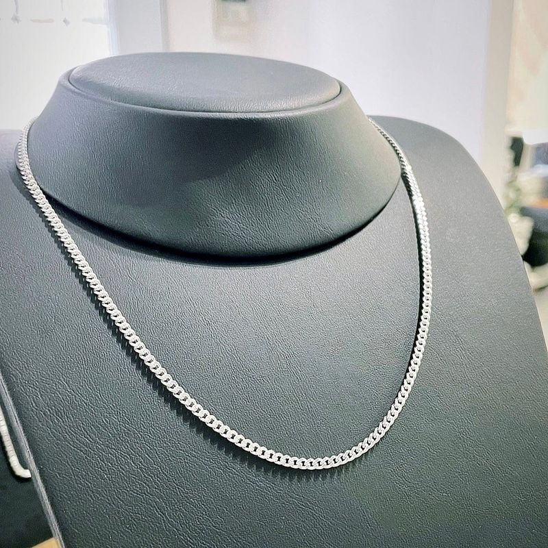 Chaîne Gourmette en argent sterling ou or 10K