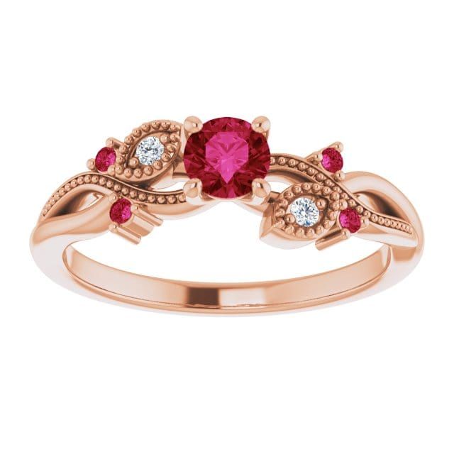 Bague Enchanteresse en or 14K, diamants et rubis