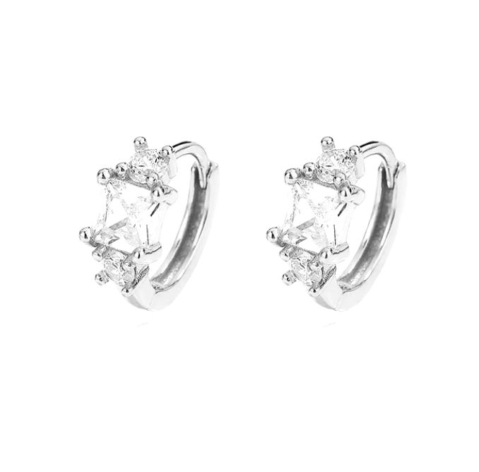 Boucles d'oreilles Huggies Princesse en argent sterling