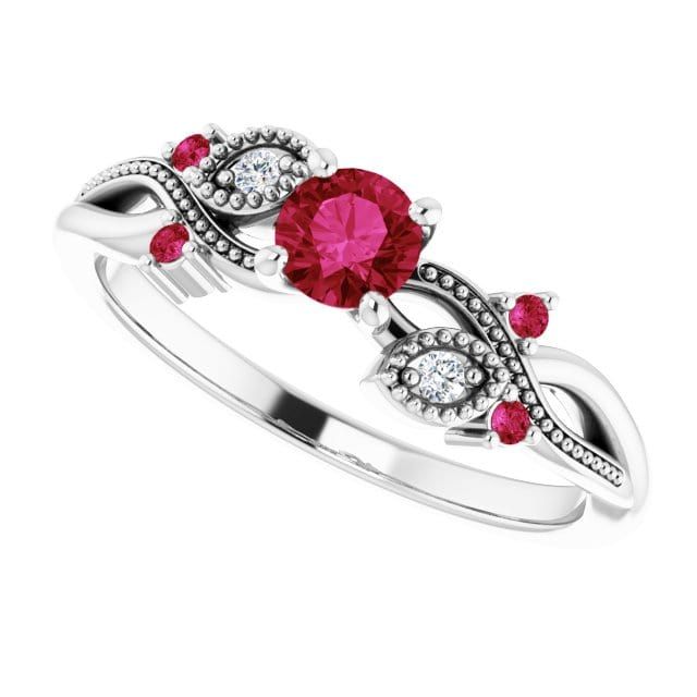 Bague Enchanteresse en or 14K, diamants et rubis