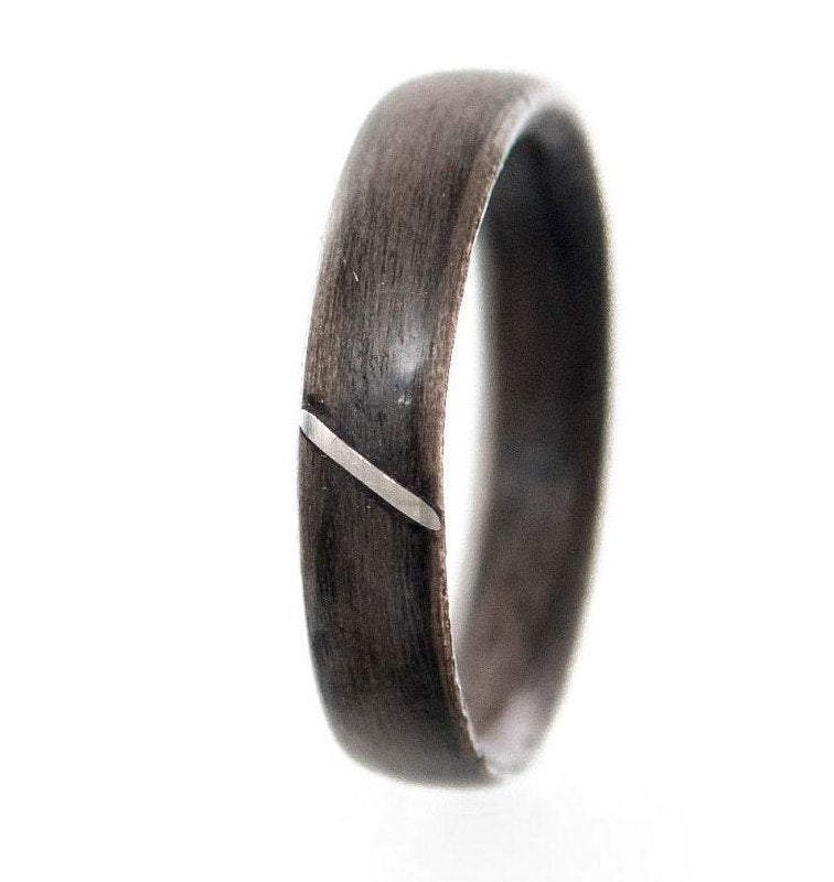 Bague en bois et argent sterling ou or 14K personnalisée