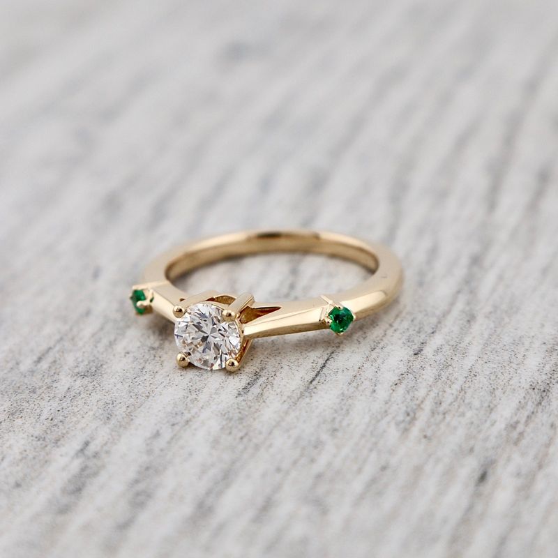 Bague ensemble D'alliance Émeraude et Diamant 0,5 ct