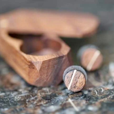 Boucles d'oreilles en bois et argent sterling ou or 14K personnalisée