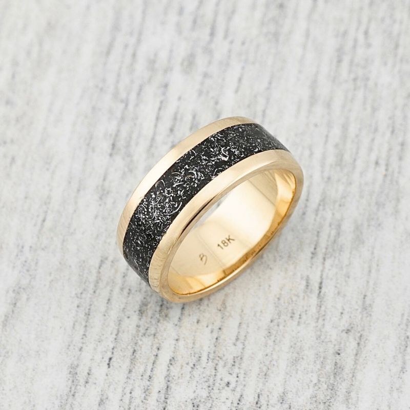 Bague Météorite et argent sterling ou or 14K - 18K