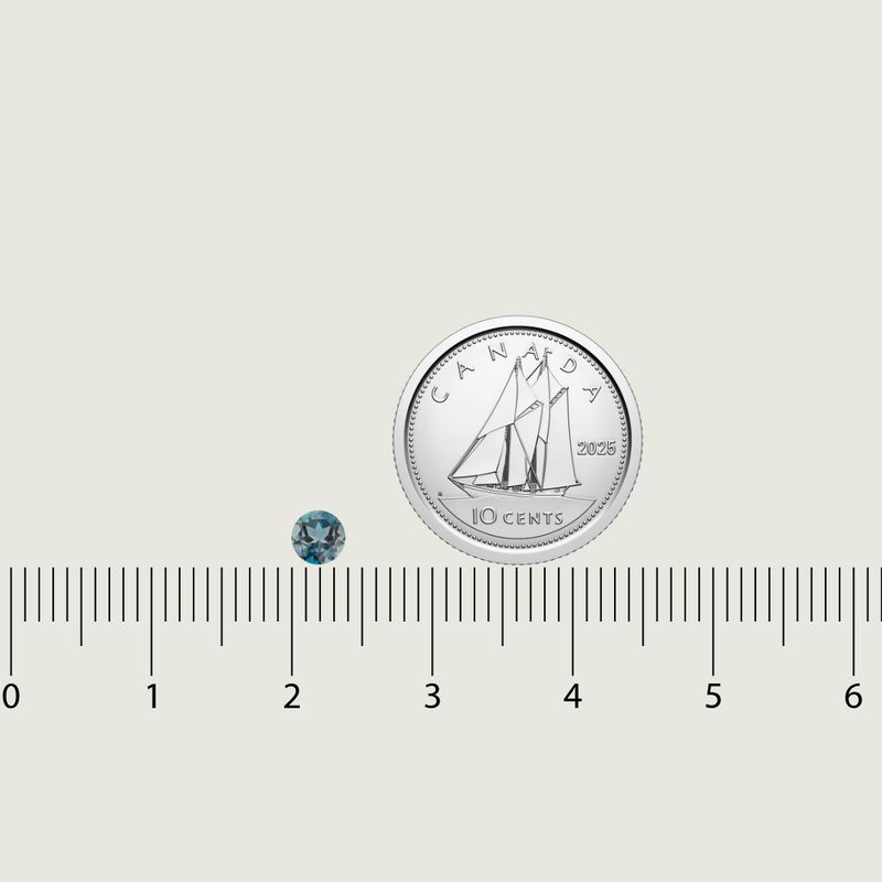 Topaze Naturel Bleu London Taille brillant rond 4 mm