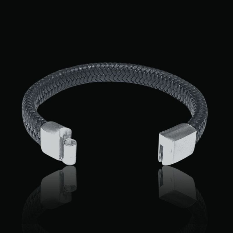 Bracelet Le Tressé en cuir et acier
