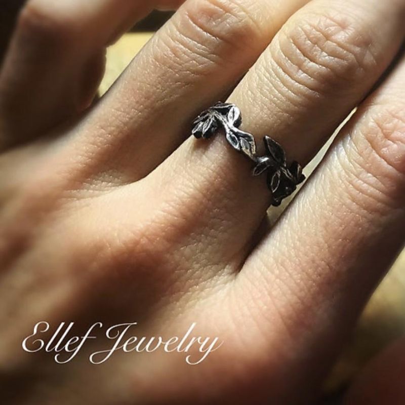 Bague Couronne de feuilles en argent sterling