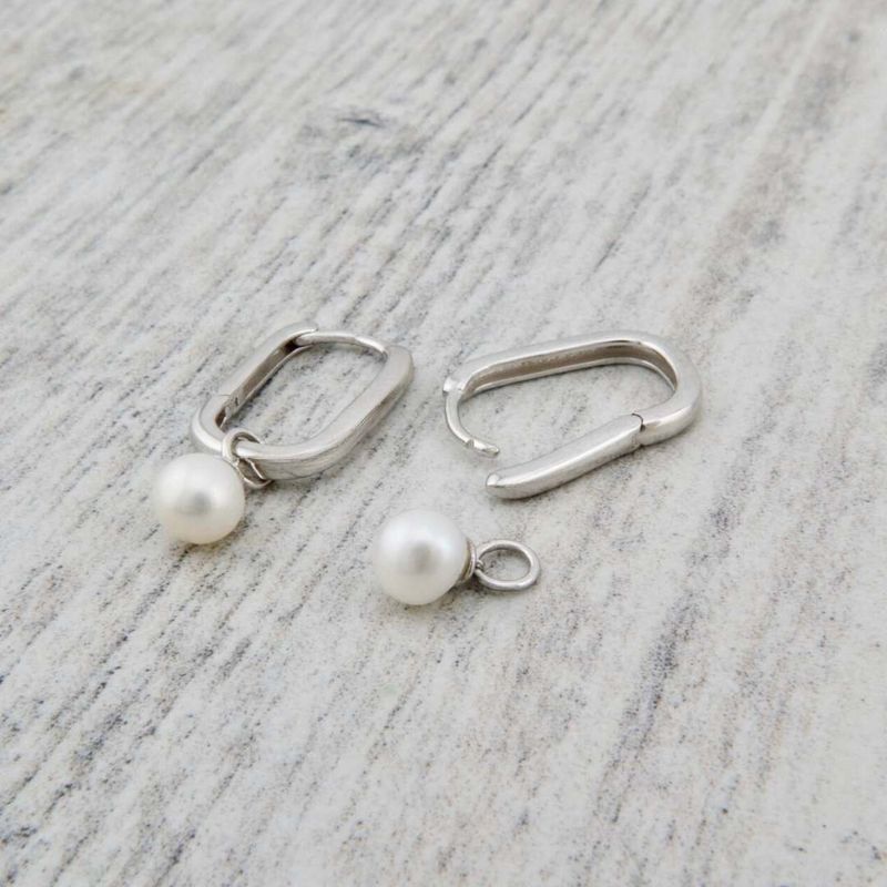 Boucles d'oreilles Huggies Perles en argent sterling
