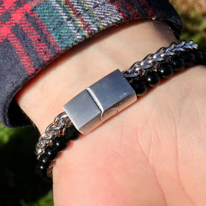 Bracelet Stone en acier et agate