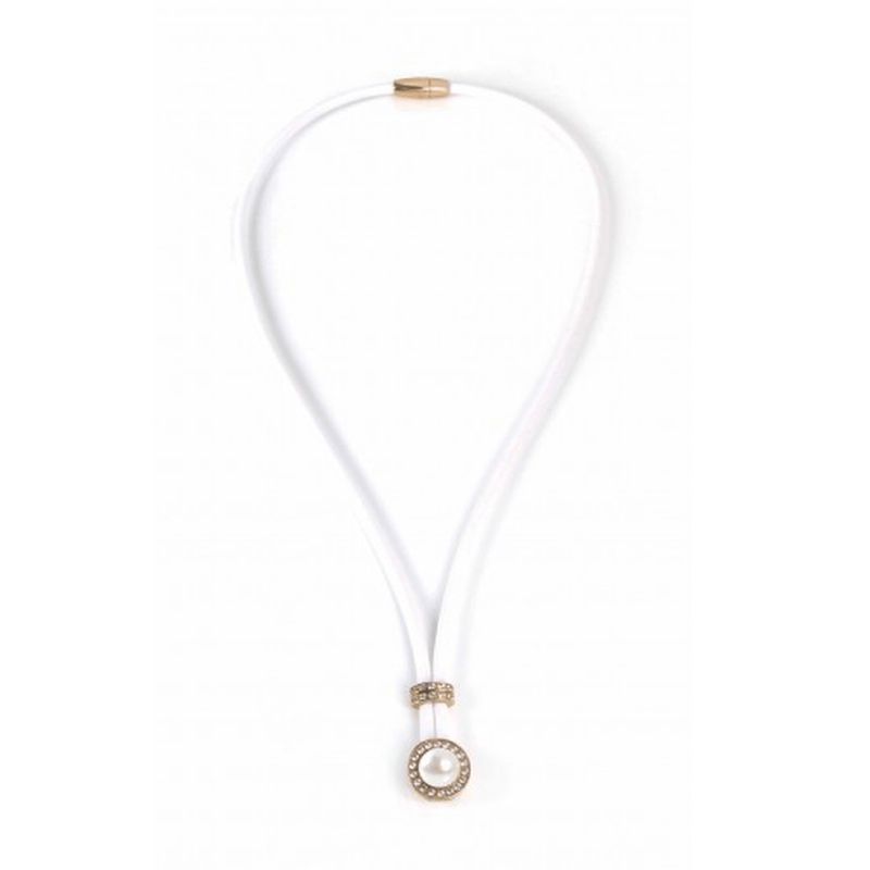 Collier Néoprène, perle et argent sterling