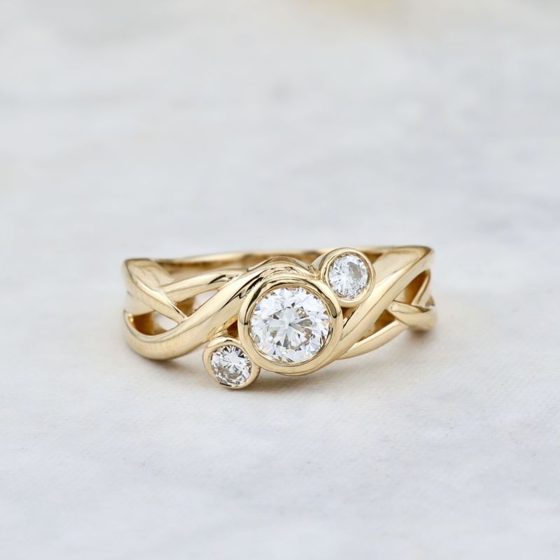 Bague Torsade en or 14K - 18K ou platine et diamants