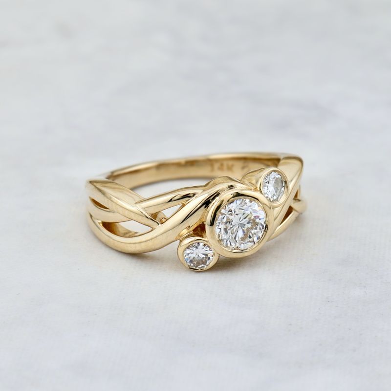 Bague Torsade en or 14K - 18K ou platine et diamants