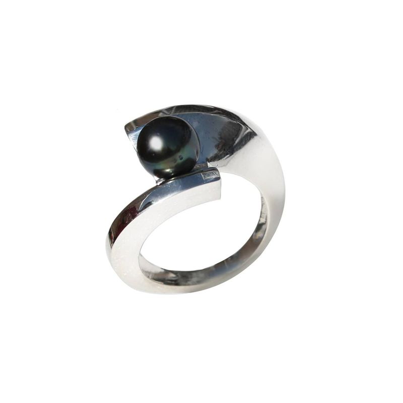 Bague Rima en argent sterling et perle de Tahiti 10mm