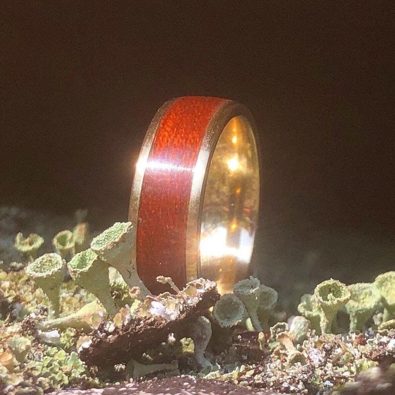 Bague en bois et argent sterling ou or 14K - 18K personnalisée
