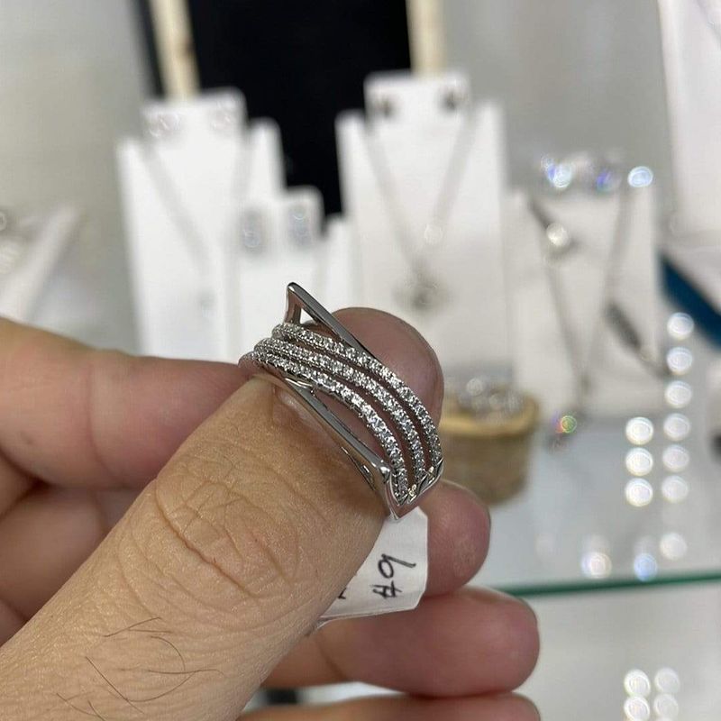 Bague avec cz en argent 925 plaqué rhodium