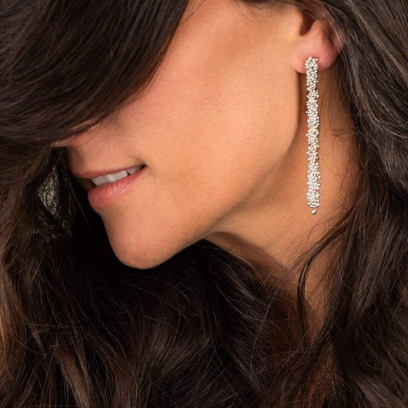 Pendants d'oreilles ShikShok longs en argent