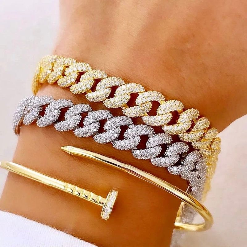 Bracelet Chaînes Cuban Scintillante en argent sterling