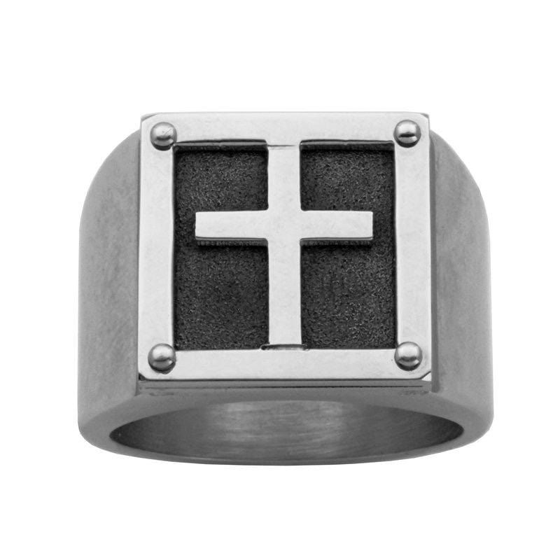 Bague croix en acier