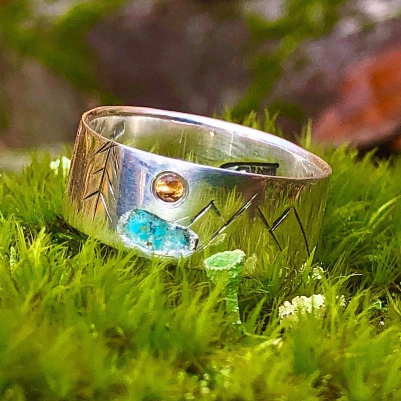 Bague 4 Éléments en argent sterling ou or 14K - 18K et saphir