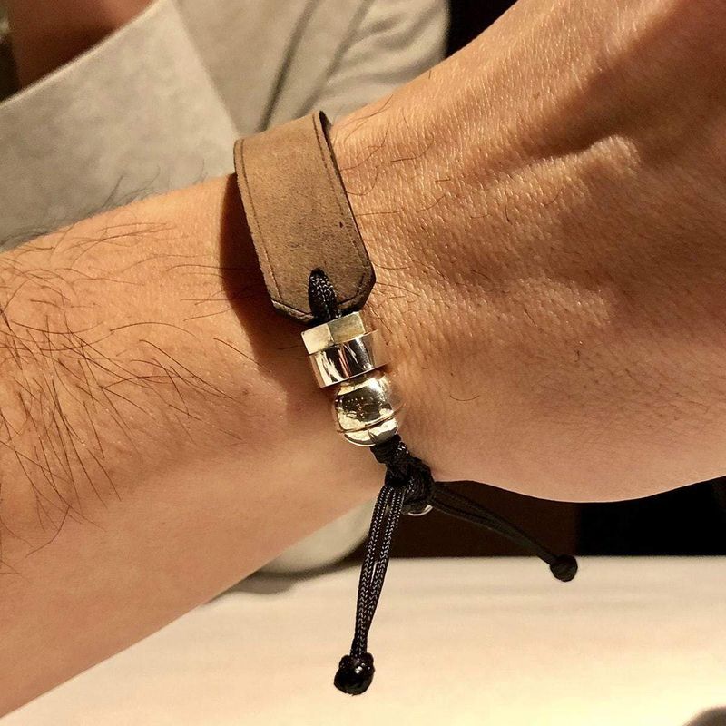 Bracelet de cuir véritable et argent sterling