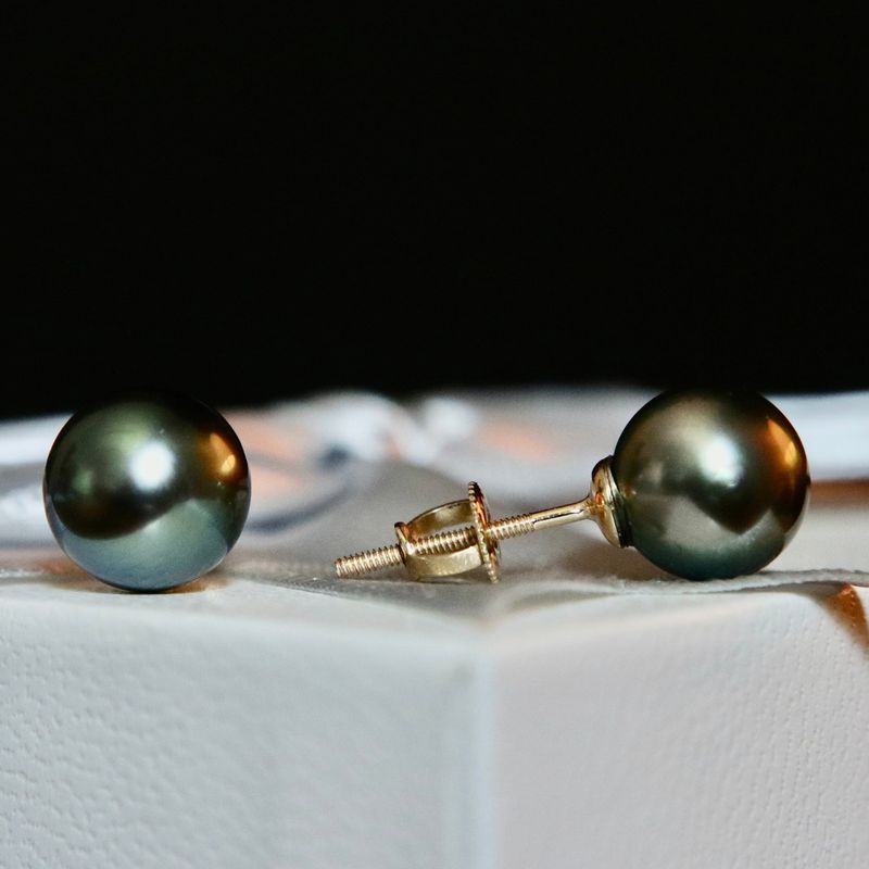Boucles d’oreilles perles de Tahiti et or 14K