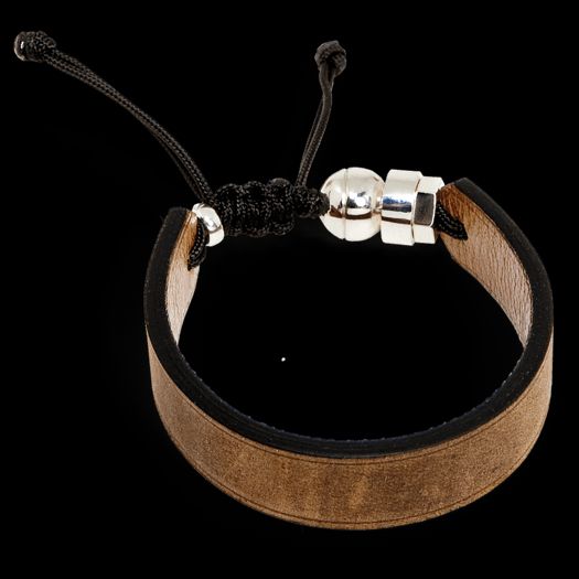 Bracelet de cuir véritable et argent sterling