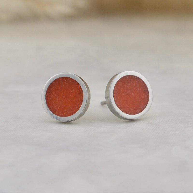 Boucles d’oreilles Corail et acier