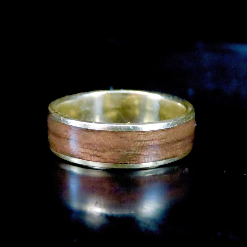 Bague en bois et argent sterling ou or 14K - 18K personnalisée