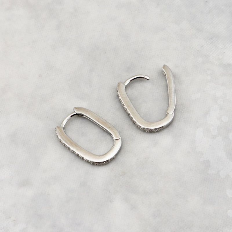 Boucles d'oreilles Huggies Minimalistes Scintillantes en argent sterling