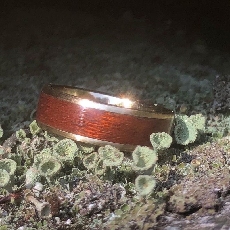 Bague en bois et argent sterling ou or 14K - 18K personnalisée