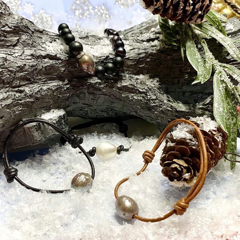 Bracelet de perles, terre cuite, jaspe, onyx et argent sterling