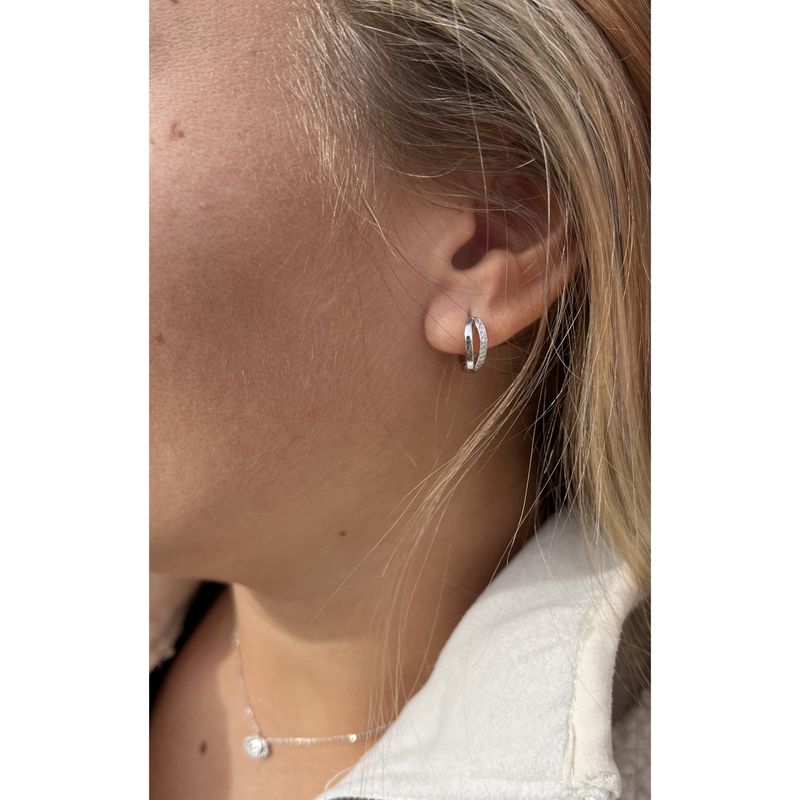 Boucles d'oreilles Huggies Double Rang en argent sterling