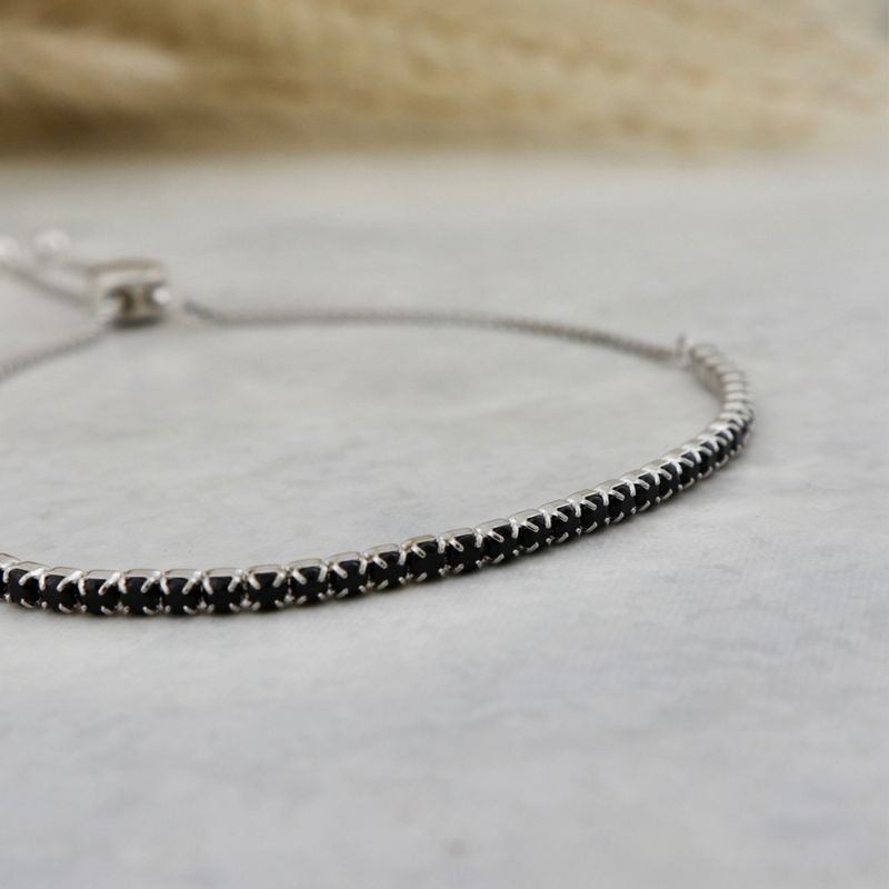 Bracelet Tennis Noir en argent sterling